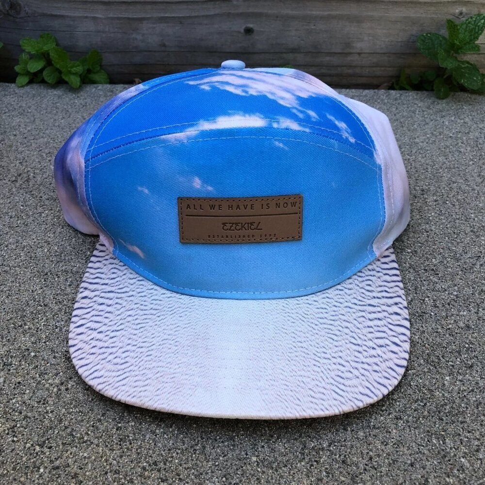 EZEKIEL 5 Panel Hat Men's White Sands Collection Clouds Sky Cap Adjustable Blue‌